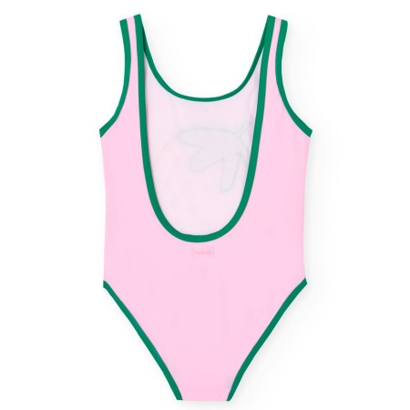 Costum baie intreg fetite, capsunica brodata, culoare roz, brand BOBOLI [1]