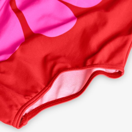 Costum baie intreg fetite, imprimeu floral roz ciclam, rosu, brand BOBOLI [3]