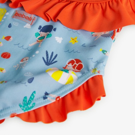 Costum baie intreg fetite, imprimeu multicolor vesel, blue, brand BOBOLI [2]