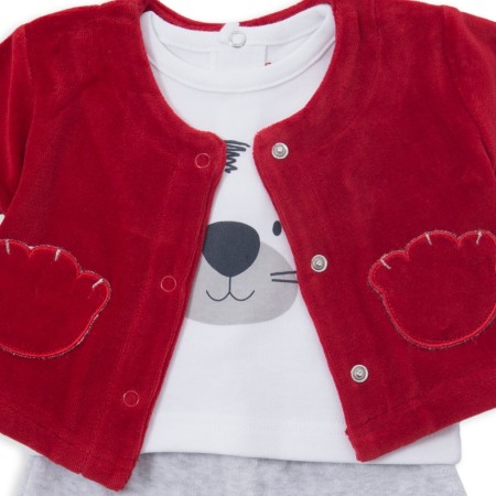 Costumas 3 piese pentru baiat bebe ,rosu , Babybol [1]