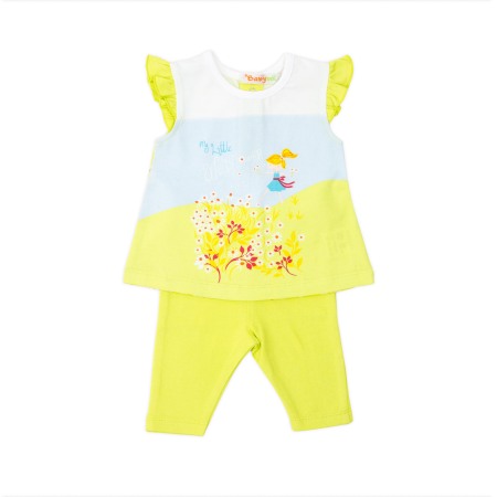 OUTLET - Costumas bebe fete cu colant 3/4, bumbac, verde pistachio, Babybol