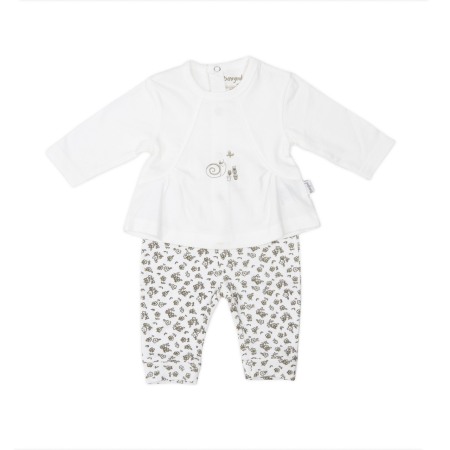 Fete - Costumas bebe fetita 2 piese, bluzita cu pantaloni bumbac, Babybol