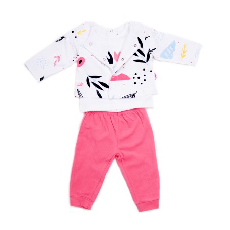 Fete - Costumas bebe fetita 3 piese, cardigan+tricou+pantaloni, multicolor, Babybol