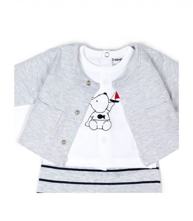 Costumas bumbac 3 piese bebe baiat, Babybol [1]