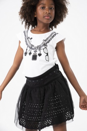 Fusta brodata cu tulle negru, fete 4-16 ani, gama CHIC, Boboli [5]