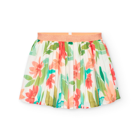 Pantaloni scurti/fuste/salopete - Fusta fete 8-14 ani, plisata, chifon, imprimeu floral, brand Boboli