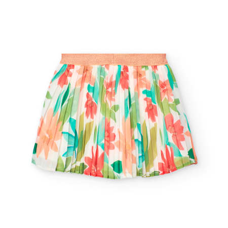 Fusta fete 8-14 ani, plisata, chifon, imprimeu floral, brand Boboli [2]