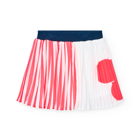 Pantaloni scurti/fuste/salopete - Fusta fete 8-14 ani, plisata, imprimeu floral, fucsia, brand Boboli