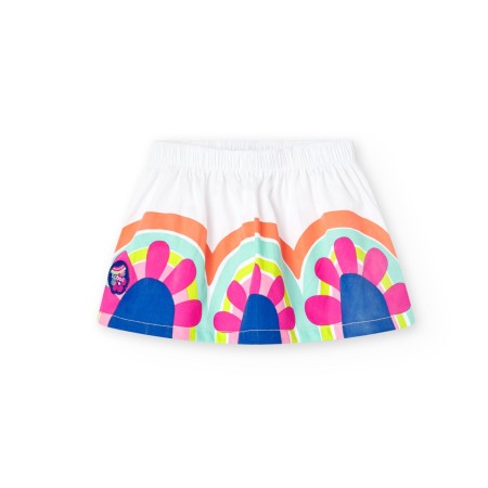 Fuste - Fusta fetite din bumbac saten, imprimeu floral, Boboli