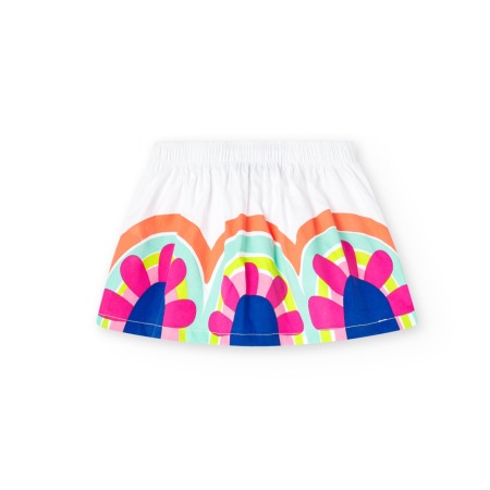 Fusta fetite din bumbac saten, imprimeu floral, Boboli [1]