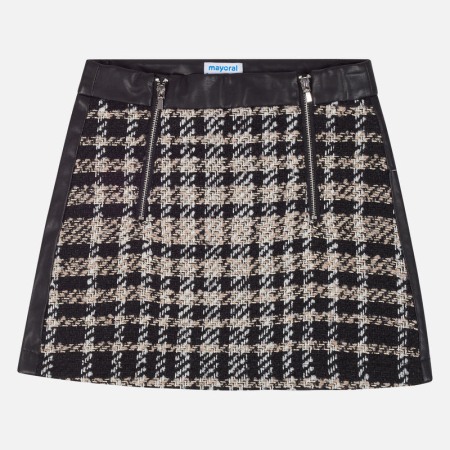 Fusta mini fete 8-16 ani, combinatie ecopiele material carouri, Mayoral [1]