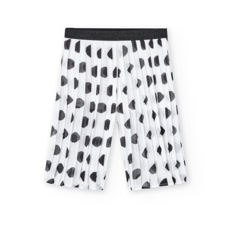 Pantaloni scurti/fuste/salopete - Fusta pantalon fete 1-8 ani, plisata, buline negre, brand Boboli