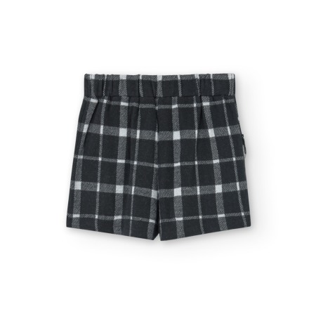 Fusta pantalon fete 4-16 ani, tricot fin, carouri, alb/negru, Boboli [2]