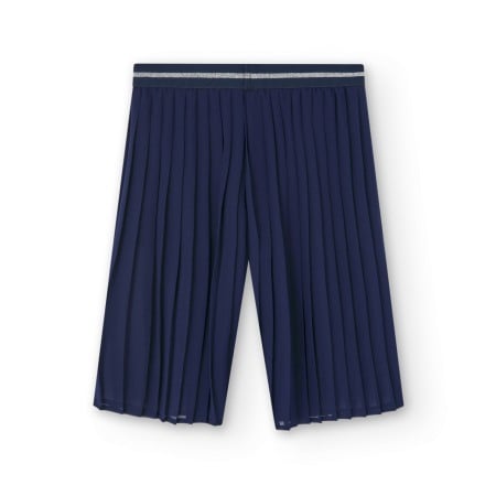Fusta pantaloni fete, chifon, plisee, albastru marin, BOBOLI [2]