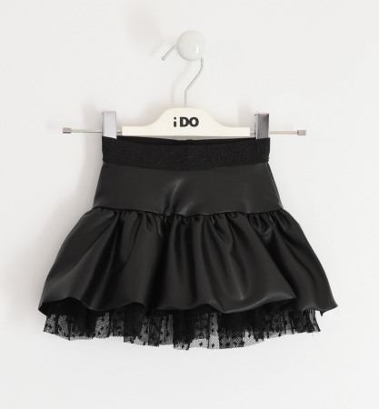 Fusta piele ecologica cu tulle, neagra , Ido [1]
