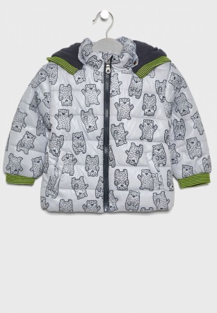 Geci /Salopeta iarna bebe - Geaca baiat cu imprime ursuleti, gri, Babybol Barcelona