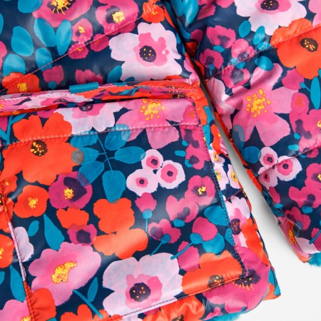 Geaca fete reversibila, blanita, imprimeu floral, turcoaz, Boboli [6]