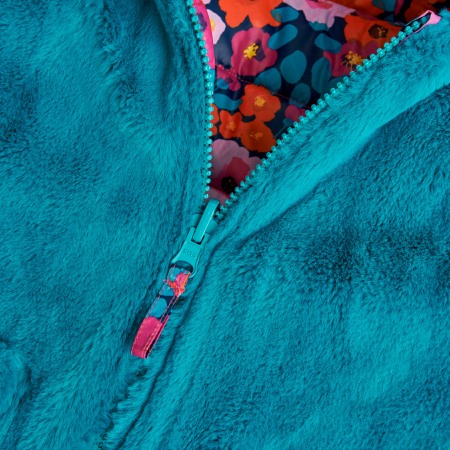 Geaca fete reversibila, blanita, imprimeu floral, turcoaz, Boboli [5]