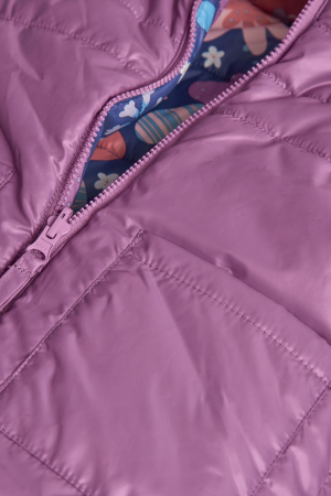 Geaca fete reversibila, gluga, waterproof, imprimeu floral, violet, brand Boboli [5]