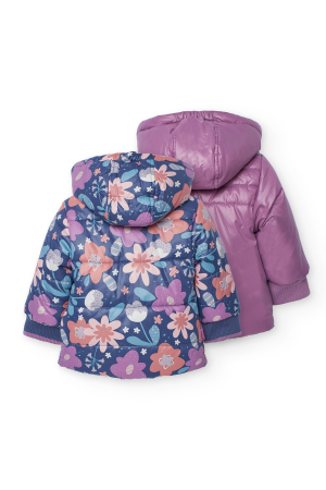 Geaca fete reversibila, gluga, waterproof, imprimeu floral, violet, brand Boboli [1]