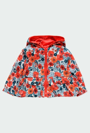 Geaca fete reversibila, imprimeu floral, corai, Boboli [2]