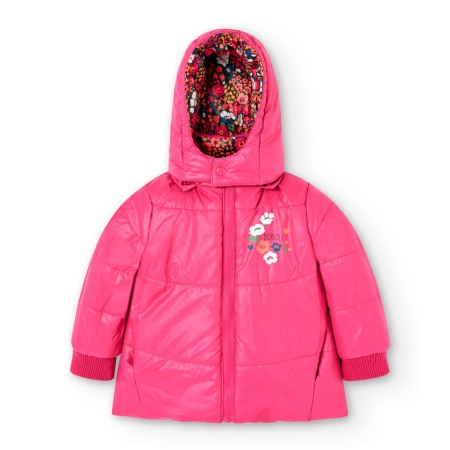 Geaca fete reversibila, imprimeu floral, fucsia, Boboli [4]