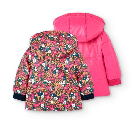 Geaca fete reversibila, imprimeu floral, fucsia, Boboli [2]