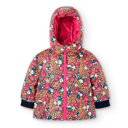 Geaca fete reversibila, imprimeu floral, fucsia, Boboli [3]
