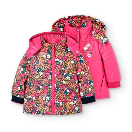 Geaca fete reversibila, imprimeu floral, fucsia, Boboli [1]