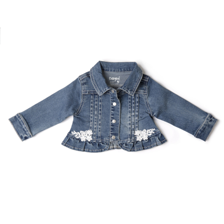 Geci primavara - Geaca fetite blugi, broderie aplicata, inchidere capse, brand Babybol