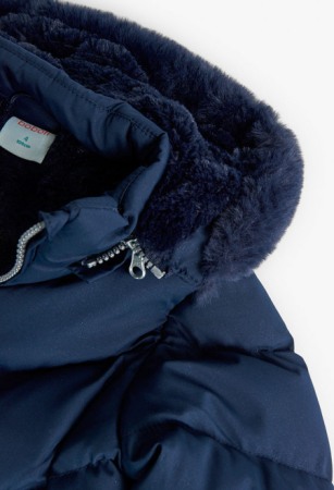 Geaca lunga fete 4-16 ani, gluga detasabila cu blanita, albastru sidefat, Boboli [3]