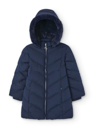 Geaca lunga fete 4-16 ani, gluga detasabila cu blanita, albastru sidefat, Boboli [5]