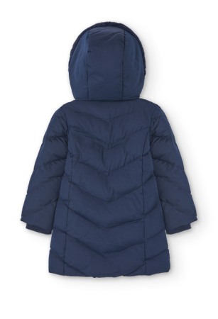 Geaca lunga fete 4-16 ani, gluga detasabila cu blanita, albastru sidefat, Boboli [6]