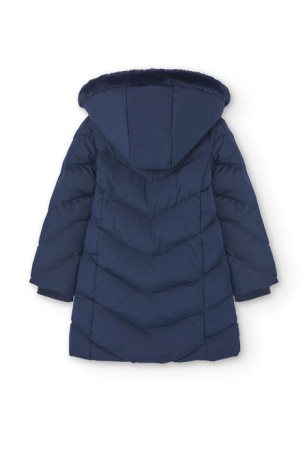 Geaca lunga fete 4-16 ani, gluga detasabila cu blanita, albastru sidefat, Boboli [1]