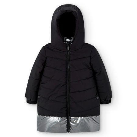 Geaca neagra fete 4-14 ani, material impermeabil, gluga, brand Boboli [4]