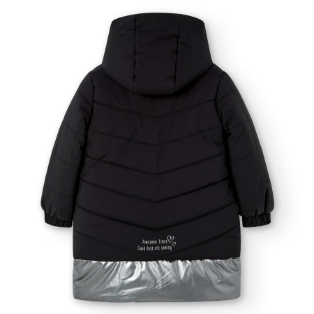 Geaca neagra fete 4-14 ani, material impermeabil, gluga, brand Boboli [1]