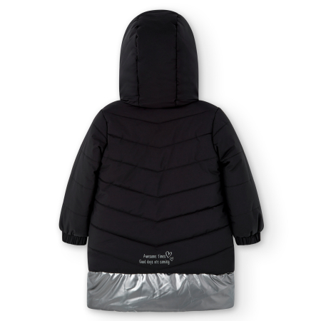 Geaca neagra fete 4-14 ani, material impermeabil, gluga, brand Boboli [5]