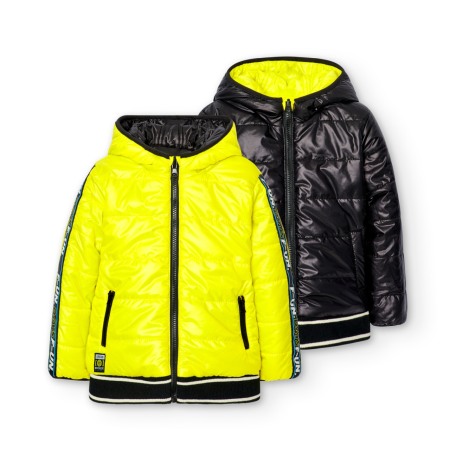 Geci iarna/Veste - Geaca reversibila baieti 1-8 ani, thermo, neagra/galben, Boboli