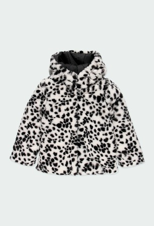 Fete/Baieti 2- 16 ani - Geaca reversibila cu blanita, animal print, neagra, Boboli