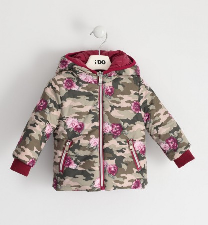 Fete/Baieti 2- 16 ani - Geaca thermo fete , reversibila, imprimeu floral ,grena, iDO