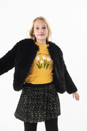 Geci iarna/Veste - Haina blana fete, model scurt, neagra, brand Boboli