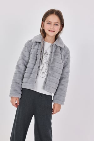 Fete/Baieti 2- 16 ani - Haina eleganta din blanita fete, gri, brand Boboli
