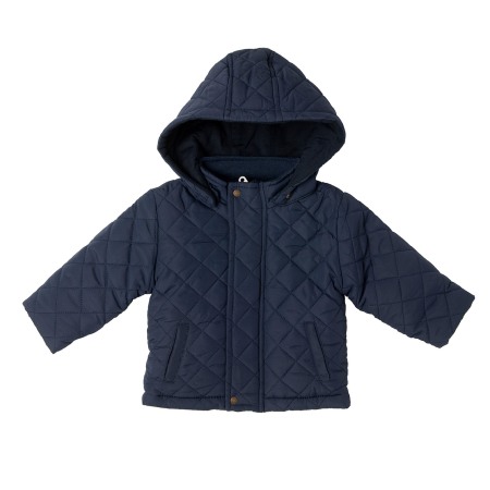 Geci /Salopeta iarna bebe - Haina matlasata baiat, gluga detasabila, bleumarin , Babybol