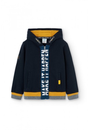 Fete/Baieti 2- 16 ani - Hanorac baiat cu gluga, bumbac, bleumarin, Boboli