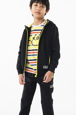 Hanorace/Jachete - Hanorac bumbac better cotton cu gluga baieti 4-16 ani, negru, Boboli