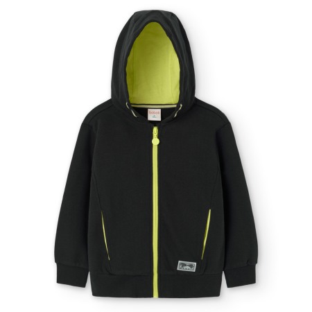 Hanorac bumbac better cotton cu gluga baieti 4-16 ani, negru, Boboli [5]