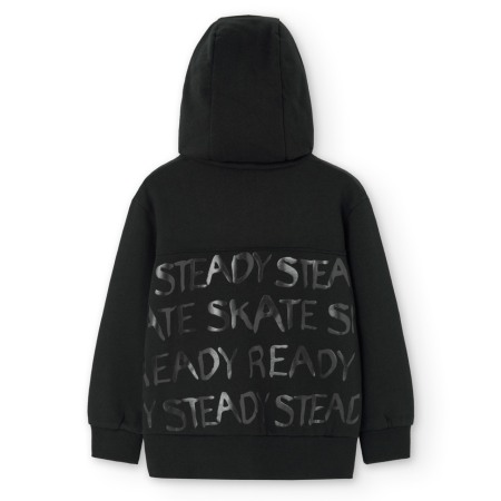 Hanorac bumbac better cotton cu gluga baieti 4-16 ani, negru, Boboli [6]