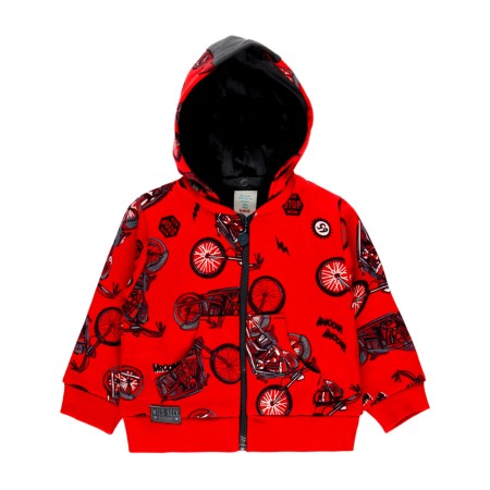 Hanorac bumbac cu gluga baiat, imprimeu motociclete, rosu, Boboli [5]