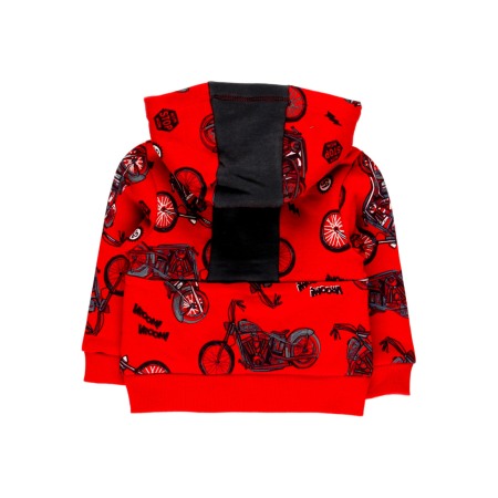 Hanorac bumbac cu gluga baiat, imprimeu motociclete, rosu, Boboli [1]
