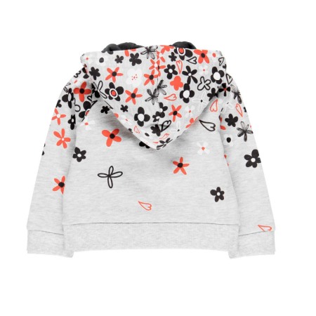 Hanorac bumbac fete cu gluga, imprimeu flori, gri, Boboli [1]